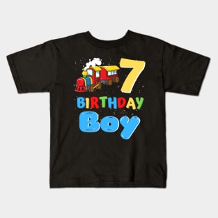 7 Year Old Boy Trains Lover Birthday Gift Kids T-Shirt